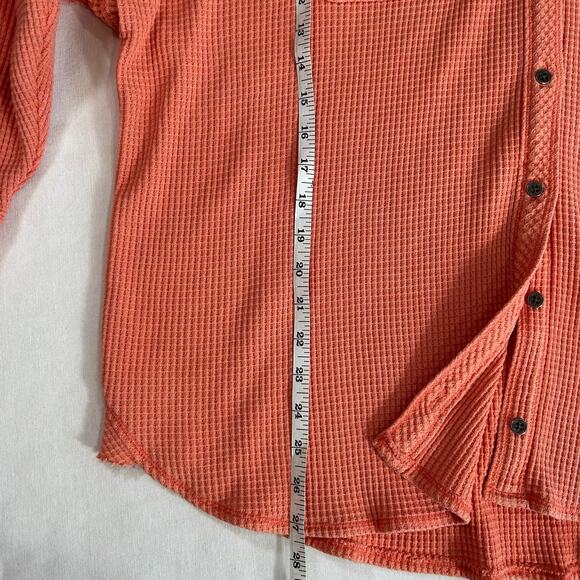 Arie Lumber Janes Waffle Knit Shirt Shacket Women's Size Medium Peach Button Up - Picture 7 of 9